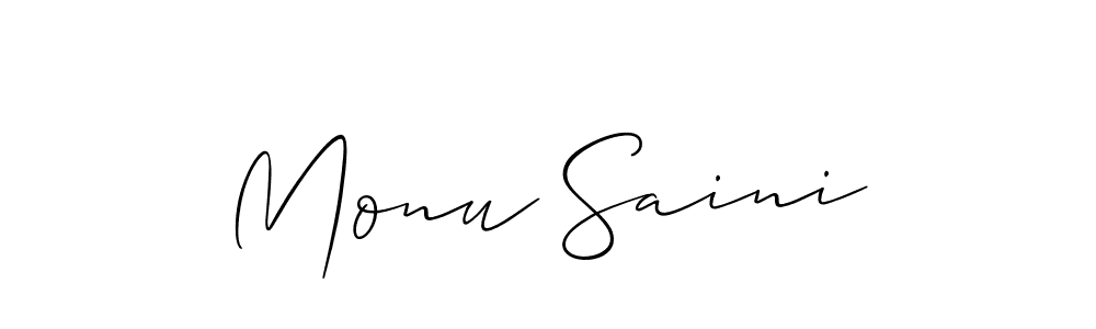 Also we have Monu Saini name is the best signature style. Create professional handwritten signature collection using Allison_Script autograph style. Monu Saini signature style 2 images and pictures png