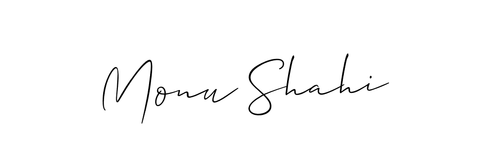 The best way (Allison_Script) to make a short signature is to pick only two or three words in your name. The name Monu Shahi include a total of six letters. For converting this name. Monu Shahi signature style 2 images and pictures png