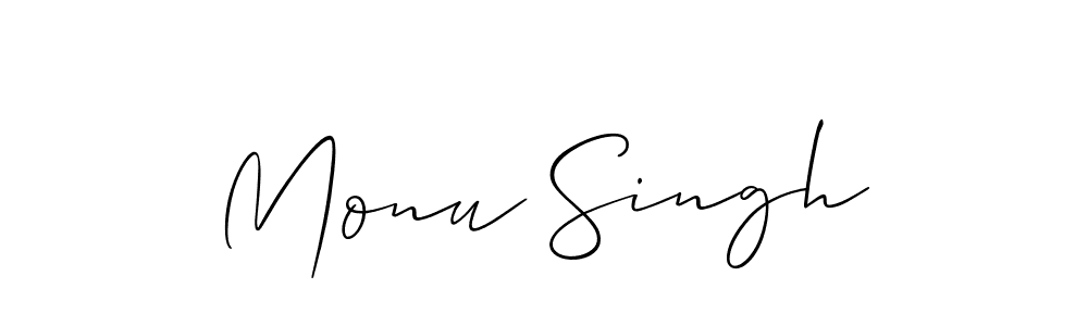 How to make Monu Singh name signature. Use Allison_Script style for creating short signs online. This is the latest handwritten sign. Monu Singh signature style 2 images and pictures png