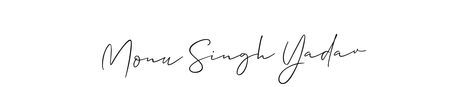 Design your own signature with our free online signature maker. With this signature software, you can create a handwritten (Allison_Script) signature for name Monu Singh Yadav. Monu Singh Yadav signature style 2 images and pictures png