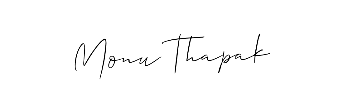 The best way (Allison_Script) to make a short signature is to pick only two or three words in your name. The name Monu Thapak include a total of six letters. For converting this name. Monu Thapak signature style 2 images and pictures png