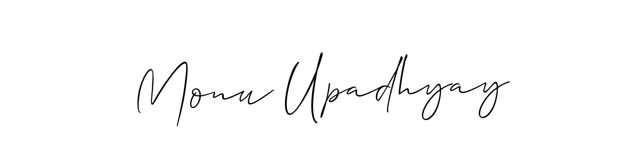 Create a beautiful signature design for name Monu Upadhyay. With this signature (Allison_Script) fonts, you can make a handwritten signature for free. Monu Upadhyay signature style 2 images and pictures png