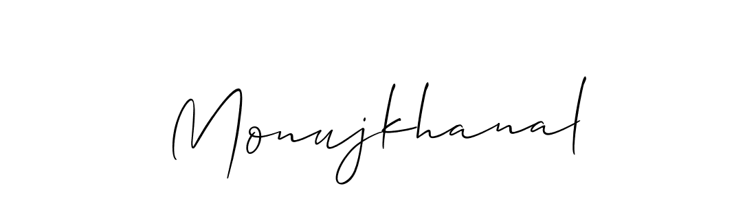 How to make Monujkhanal signature? Allison_Script is a professional autograph style. Create handwritten signature for Monujkhanal name. Monujkhanal signature style 2 images and pictures png