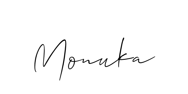 Monuka stylish signature style. Best Handwritten Sign (Allison_Script) for my name. Handwritten Signature Collection Ideas for my name Monuka. Monuka signature style 2 images and pictures png