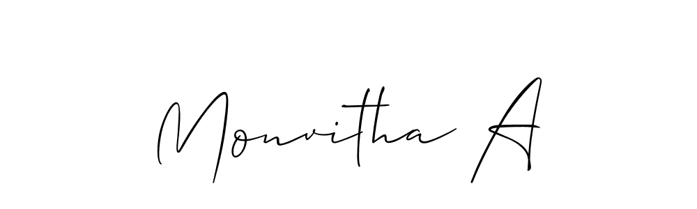 Create a beautiful signature design for name Monvitha A. With this signature (Allison_Script) fonts, you can make a handwritten signature for free. Monvitha A signature style 2 images and pictures png