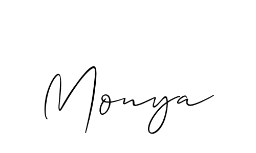 Use a signature maker to create a handwritten signature online. With this signature software, you can design (Allison_Script) your own signature for name Monya. Monya signature style 2 images and pictures png