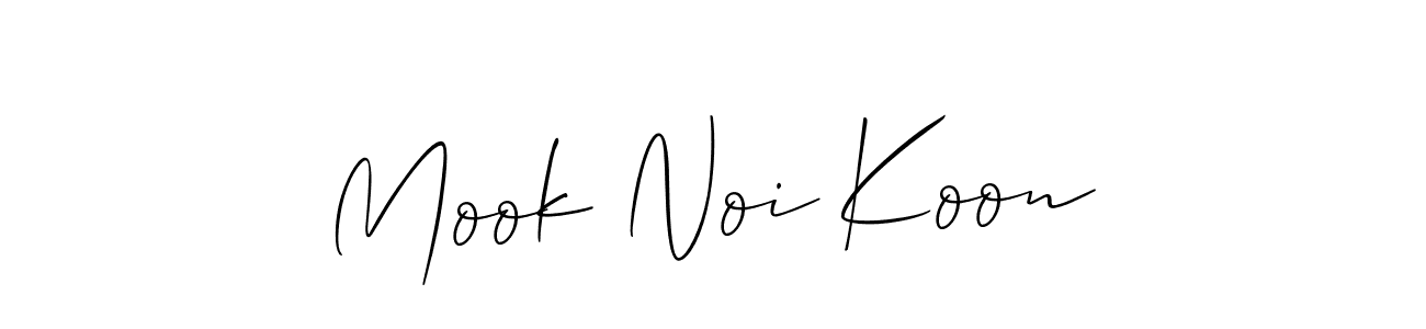 Create a beautiful signature design for name Mook Noi Koon. With this signature (Allison_Script) fonts, you can make a handwritten signature for free. Mook Noi Koon signature style 2 images and pictures png