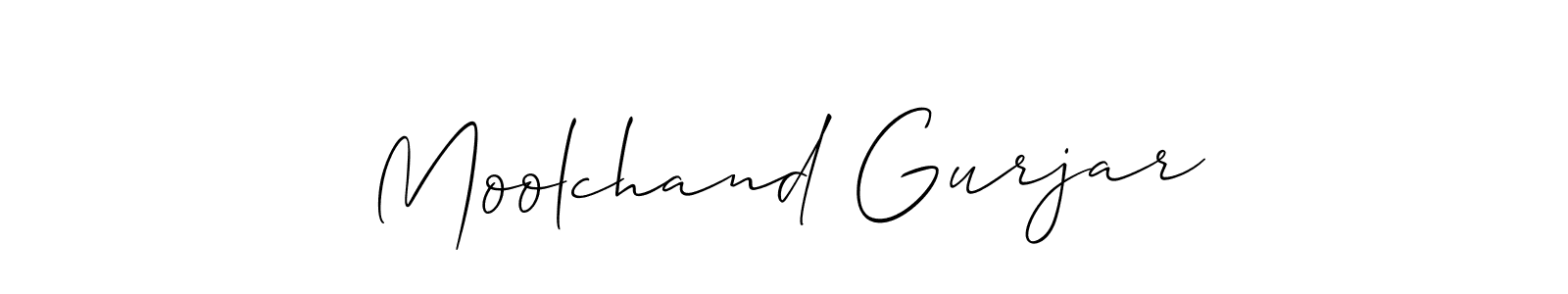 Create a beautiful signature design for name Moolchand Gurjar. With this signature (Allison_Script) fonts, you can make a handwritten signature for free. Moolchand Gurjar signature style 2 images and pictures png