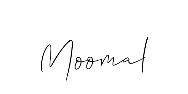 Use a signature maker to create a handwritten signature online. With this signature software, you can design (Allison_Script) your own signature for name Moomal. Moomal signature style 2 images and pictures png