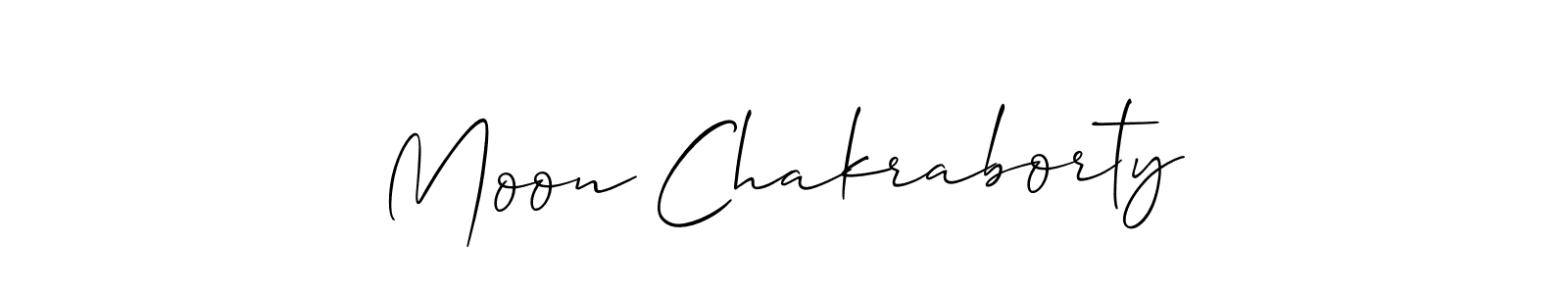 Make a beautiful signature design for name Moon Chakraborty. With this signature (Allison_Script) style, you can create a handwritten signature for free. Moon Chakraborty signature style 2 images and pictures png