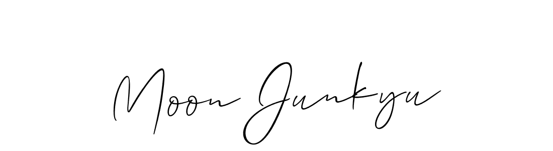 Create a beautiful signature design for name Moon Junkyu. With this signature (Allison_Script) fonts, you can make a handwritten signature for free. Moon Junkyu signature style 2 images and pictures png