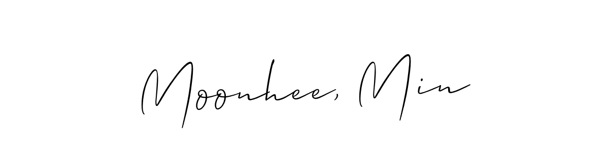 It looks lik you need a new signature style for name Moonhee, Min. Design unique handwritten (Allison_Script) signature with our free signature maker in just a few clicks. Moonhee, Min signature style 2 images and pictures png