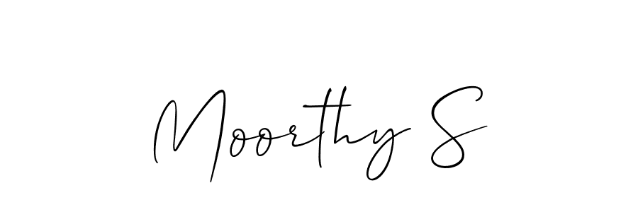 Create a beautiful signature design for name Moorthy S. With this signature (Allison_Script) fonts, you can make a handwritten signature for free. Moorthy S signature style 2 images and pictures png