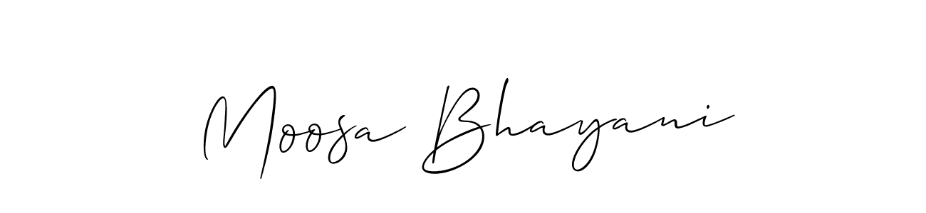 How to make Moosa Bhayani name signature. Use Allison_Script style for creating short signs online. This is the latest handwritten sign. Moosa Bhayani signature style 2 images and pictures png