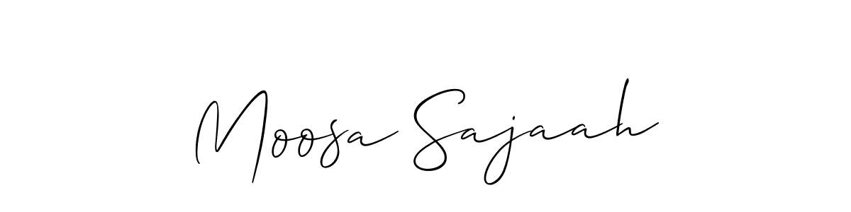 Make a beautiful signature design for name Moosa Sajaah. With this signature (Allison_Script) style, you can create a handwritten signature for free. Moosa Sajaah signature style 2 images and pictures png