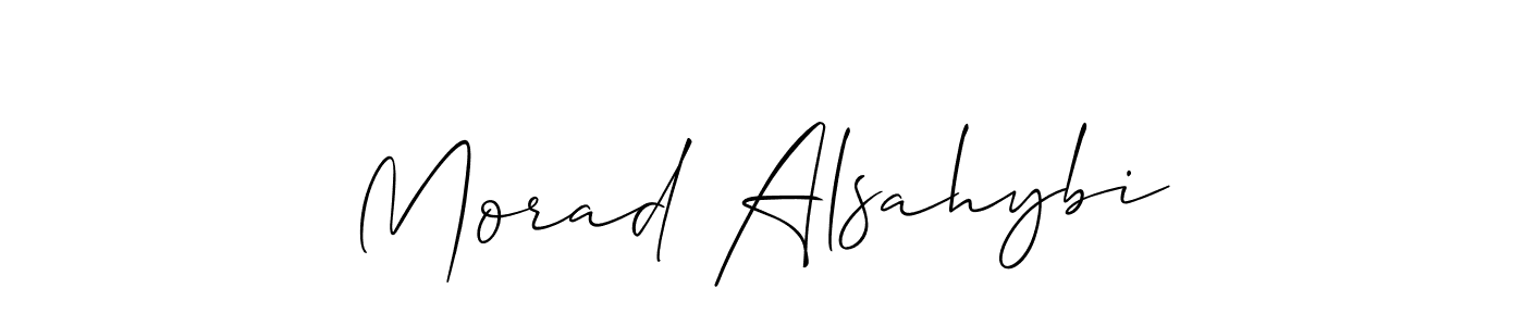 Allison_Script is a professional signature style that is perfect for those who want to add a touch of class to their signature. It is also a great choice for those who want to make their signature more unique. Get Morad Alsahybi name to fancy signature for free. Morad Alsahybi signature style 2 images and pictures png