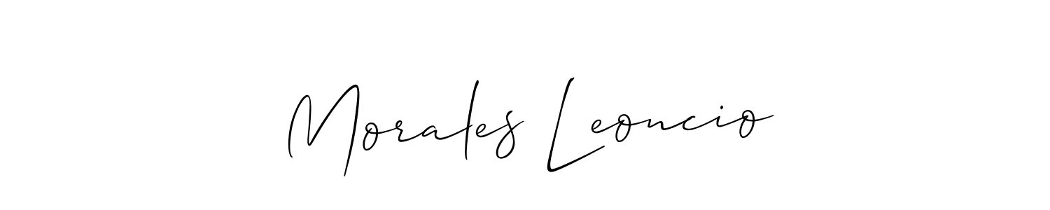 Make a beautiful signature design for name Morales Leoncio. With this signature (Allison_Script) style, you can create a handwritten signature for free. Morales Leoncio signature style 2 images and pictures png