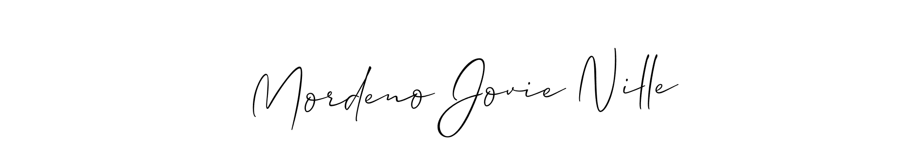 Allison_Script is a professional signature style that is perfect for those who want to add a touch of class to their signature. It is also a great choice for those who want to make their signature more unique. Get Mordeno Jovie Nille name to fancy signature for free. Mordeno Jovie Nille signature style 2 images and pictures png