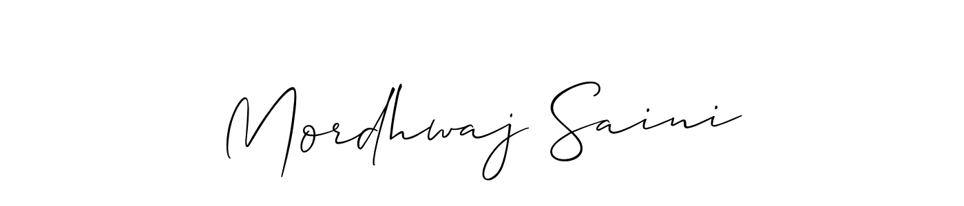 Make a beautiful signature design for name Mordhwaj Saini. With this signature (Allison_Script) style, you can create a handwritten signature for free. Mordhwaj Saini signature style 2 images and pictures png