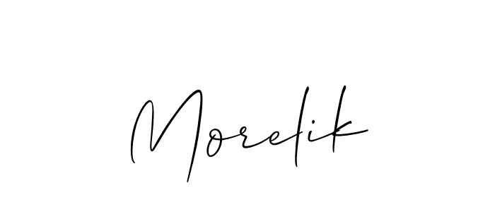 It looks lik you need a new signature style for name Morelik. Design unique handwritten (Allison_Script) signature with our free signature maker in just a few clicks. Morelik signature style 2 images and pictures png