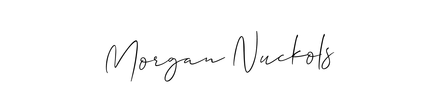Allison_Script is a professional signature style that is perfect for those who want to add a touch of class to their signature. It is also a great choice for those who want to make their signature more unique. Get Morgan Nuckols name to fancy signature for free. Morgan Nuckols signature style 2 images and pictures png