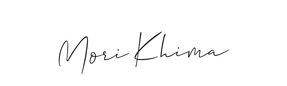 The best way (Allison_Script) to make a short signature is to pick only two or three words in your name. The name Mori Khima include a total of six letters. For converting this name. Mori Khima signature style 2 images and pictures png