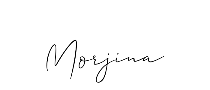 Use a signature maker to create a handwritten signature online. With this signature software, you can design (Allison_Script) your own signature for name Morjina. Morjina signature style 2 images and pictures png
