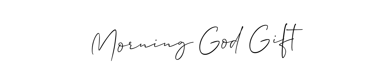 Also You can easily find your signature by using the search form. We will create Morning God Gift name handwritten signature images for you free of cost using Allison_Script sign style. Morning God Gift signature style 2 images and pictures png