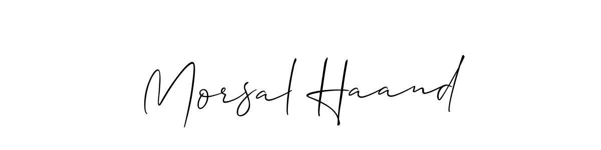 Allison_Script is a professional signature style that is perfect for those who want to add a touch of class to their signature. It is also a great choice for those who want to make their signature more unique. Get Morsal Haand name to fancy signature for free. Morsal Haand signature style 2 images and pictures png
