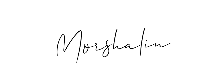 The best way (Allison_Script) to make a short signature is to pick only two or three words in your name. The name Morshalin include a total of six letters. For converting this name. Morshalin signature style 2 images and pictures png