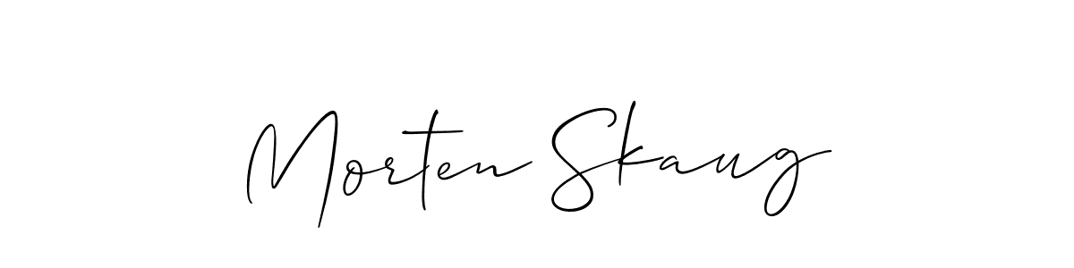 Morten Skaug stylish signature style. Best Handwritten Sign (Allison_Script) for my name. Handwritten Signature Collection Ideas for my name Morten Skaug. Morten Skaug signature style 2 images and pictures png