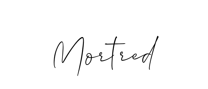 Use a signature maker to create a handwritten signature online. With this signature software, you can design (Allison_Script) your own signature for name Mortred. Mortred signature style 2 images and pictures png