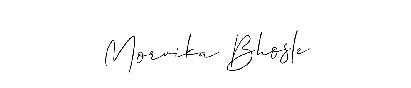 Make a beautiful signature design for name Morvika Bhosle. With this signature (Allison_Script) style, you can create a handwritten signature for free. Morvika Bhosle signature style 2 images and pictures png
