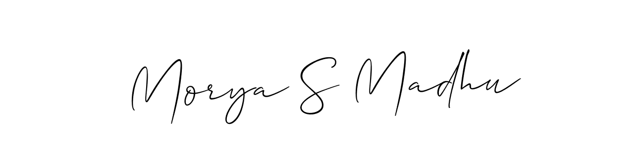Also we have Morya S Madhu name is the best signature style. Create professional handwritten signature collection using Allison_Script autograph style. Morya S Madhu signature style 2 images and pictures png