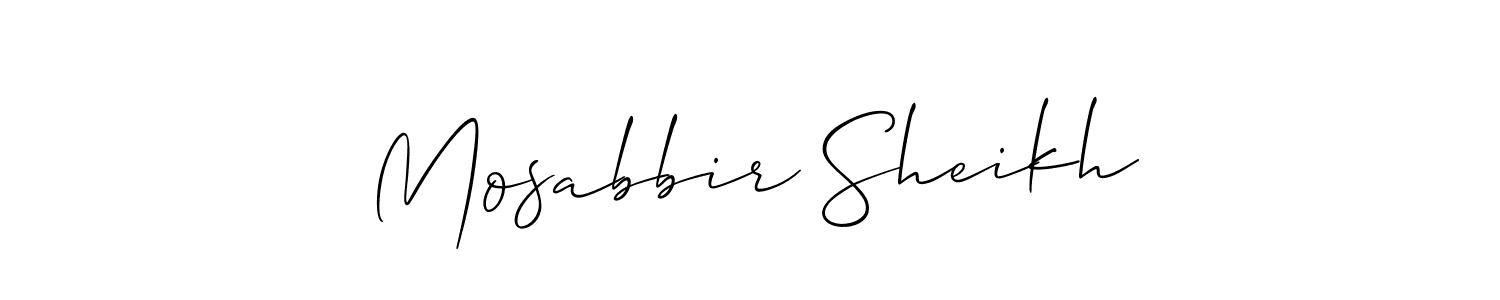 You should practise on your own different ways (Allison_Script) to write your name (Mosabbir Sheikh) in signature. don't let someone else do it for you. Mosabbir Sheikh signature style 2 images and pictures png