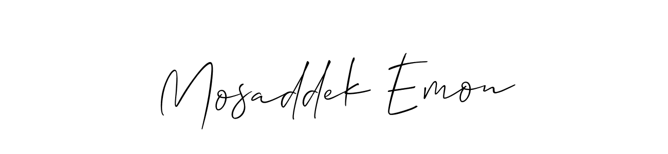 Also we have Mosaddek Emon name is the best signature style. Create professional handwritten signature collection using Allison_Script autograph style. Mosaddek Emon signature style 2 images and pictures png