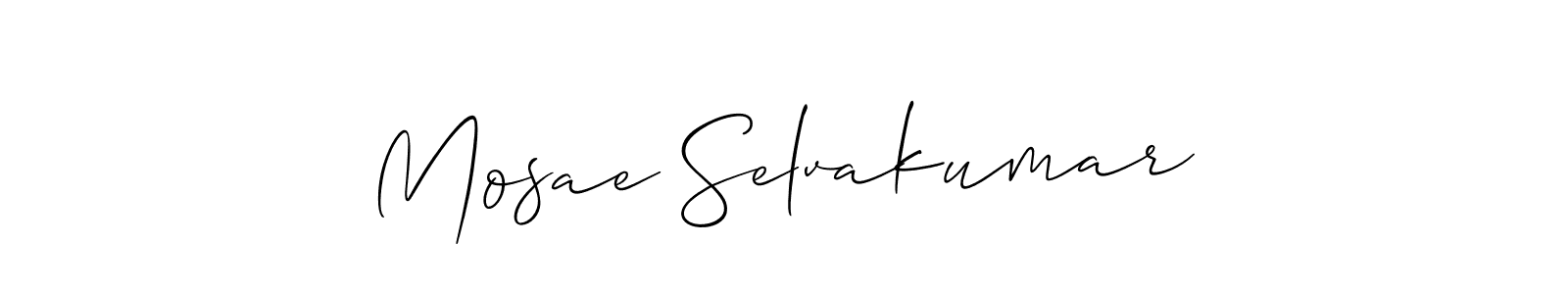 Also we have Mosae Selvakumar name is the best signature style. Create professional handwritten signature collection using Allison_Script autograph style. Mosae Selvakumar signature style 2 images and pictures png