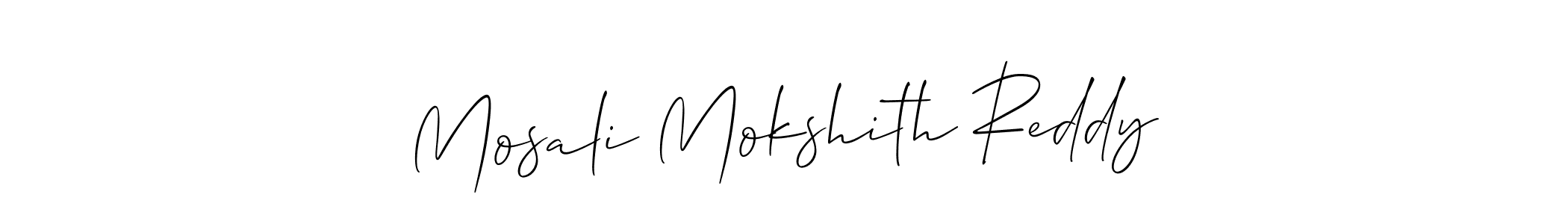 The best way (Allison_Script) to make a short signature is to pick only two or three words in your name. The name Mosali Mokshith Reddy include a total of six letters. For converting this name. Mosali Mokshith Reddy signature style 2 images and pictures png