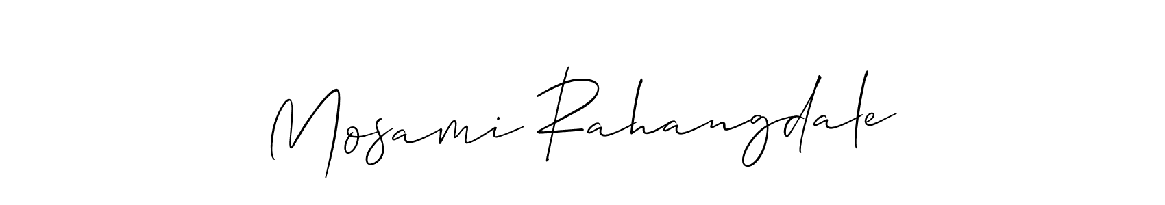 The best way (Allison_Script) to make a short signature is to pick only two or three words in your name. The name Mosami Rahangdale include a total of six letters. For converting this name. Mosami Rahangdale signature style 2 images and pictures png