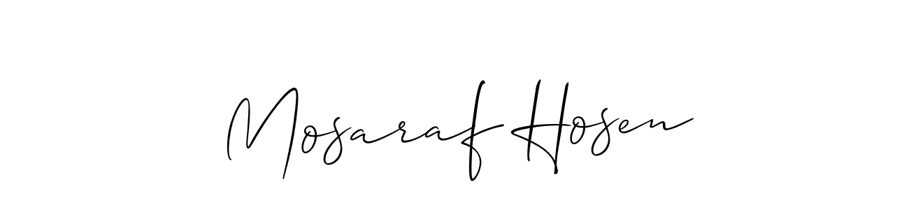 How to Draw Mosaraf Hosen signature style? Allison_Script is a latest design signature styles for name Mosaraf Hosen. Mosaraf Hosen signature style 2 images and pictures png