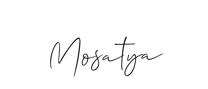 Use a signature maker to create a handwritten signature online. With this signature software, you can design (Allison_Script) your own signature for name Mosatya. Mosatya signature style 2 images and pictures png