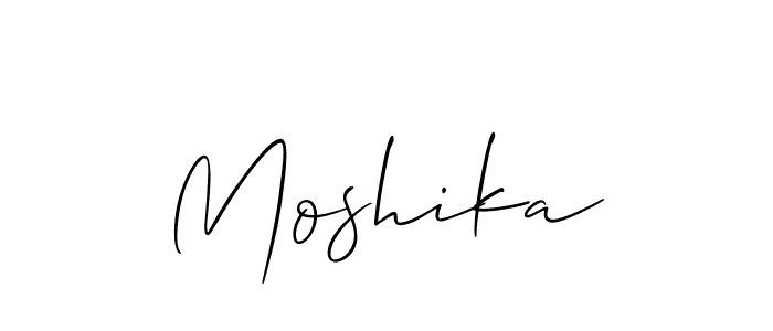 Design your own signature with our free online signature maker. With this signature software, you can create a handwritten (Allison_Script) signature for name Moshika. Moshika signature style 2 images and pictures png