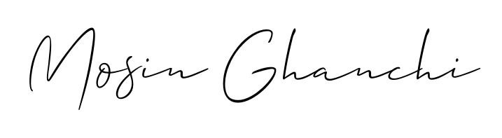 The Allison_Script typeface gives name Mosin Ghanchi a refined look. Suitable for certificates, diplomas, and official verification. Mosin Ghanchi signature style 2 images and pictures png