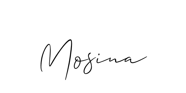 Use a signature maker to create a handwritten signature online. With this signature software, you can design (Allison_Script) your own signature for name Mosina. Mosina signature style 2 images and pictures png