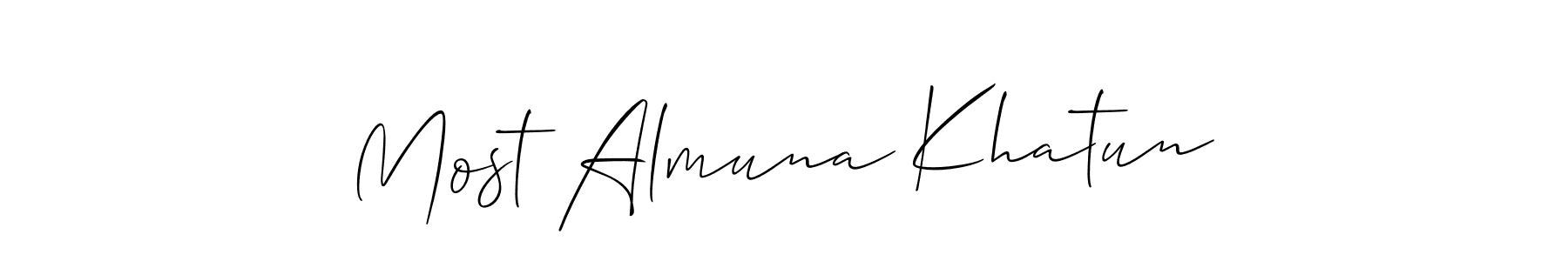 How to Draw Most Almuna Khatun signature style? Allison_Script is a latest design signature styles for name Most Almuna Khatun. Most Almuna Khatun signature style 2 images and pictures png