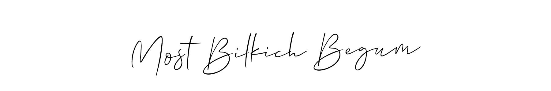 The best way (Allison_Script) to make a short signature is to pick only two or three words in your name. The name Most Bilkich Begum include a total of six letters. For converting this name. Most Bilkich Begum signature style 2 images and pictures png