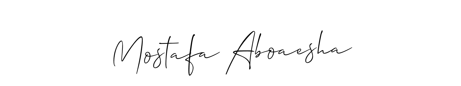 The best way (Allison_Script) to make a short signature is to pick only two or three words in your name. The name Mostafa Aboaesha include a total of six letters. For converting this name. Mostafa Aboaesha signature style 2 images and pictures png