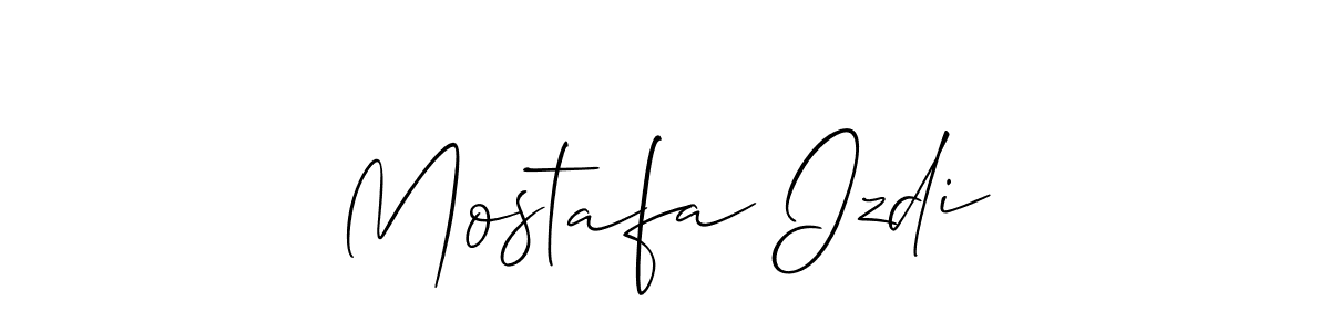 How to make Mostafa Izdi name signature. Use Allison_Script style for creating short signs online. This is the latest handwritten sign. Mostafa Izdi signature style 2 images and pictures png