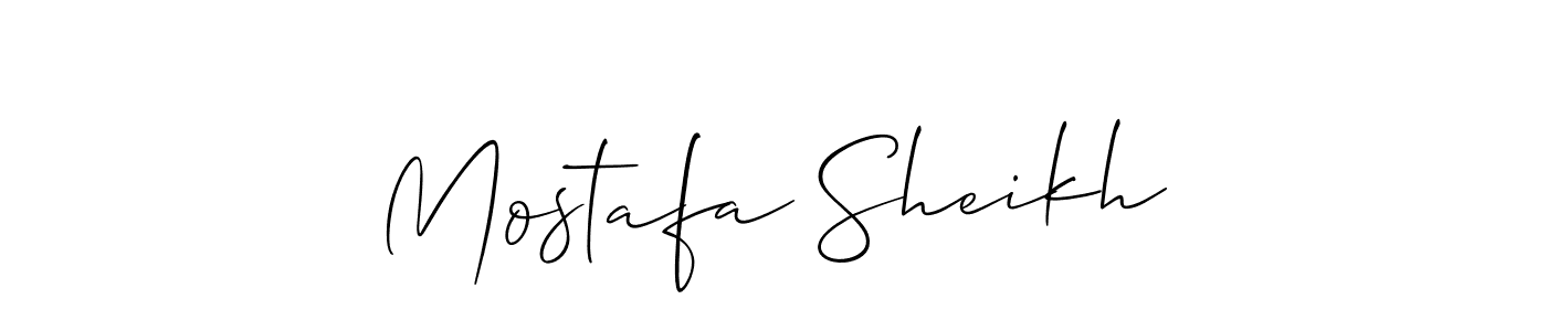 Make a short Mostafa Sheikh signature style. Manage your documents anywhere anytime using Allison_Script. Create and add eSignatures, submit forms, share and send files easily. Mostafa Sheikh signature style 2 images and pictures png