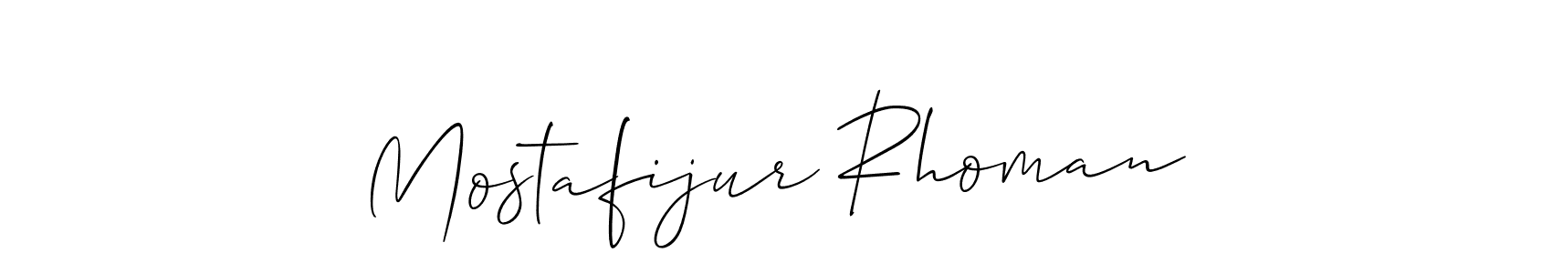 It looks lik you need a new signature style for name Mostafijur Rhoman. Design unique handwritten (Allison_Script) signature with our free signature maker in just a few clicks. Mostafijur Rhoman signature style 2 images and pictures png